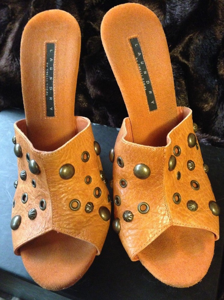 Shelli Segal Leather Studded 5-Inch High Heel Sandals Women's Size 9