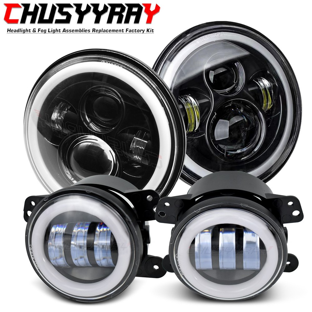 LED DRL Headlights Fog Light Black Combo For Jeep Renegade 2015-2023