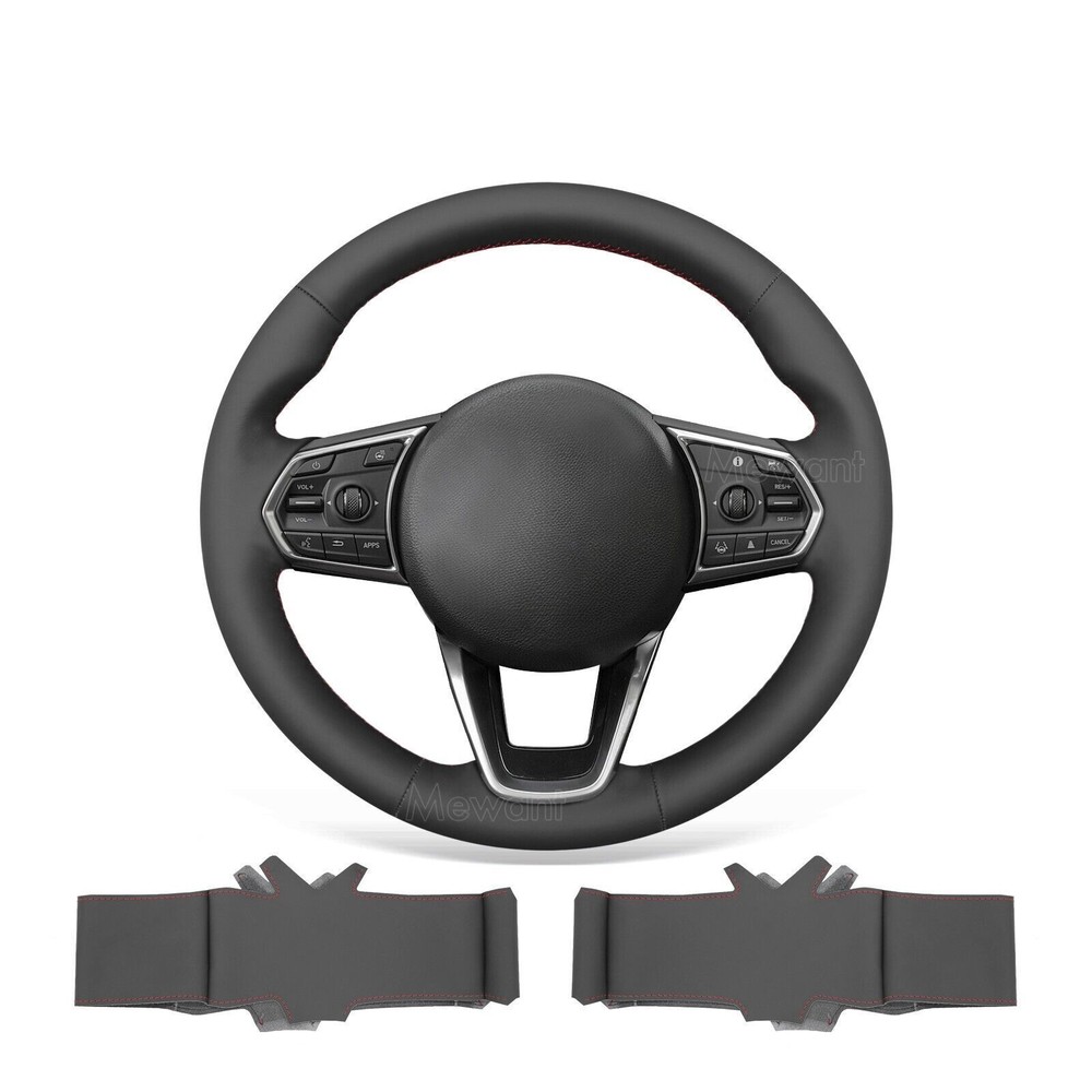 Hand Stitch Black PU Leather Steering Wheel Cover for Acura MDX TLX 2022-2024