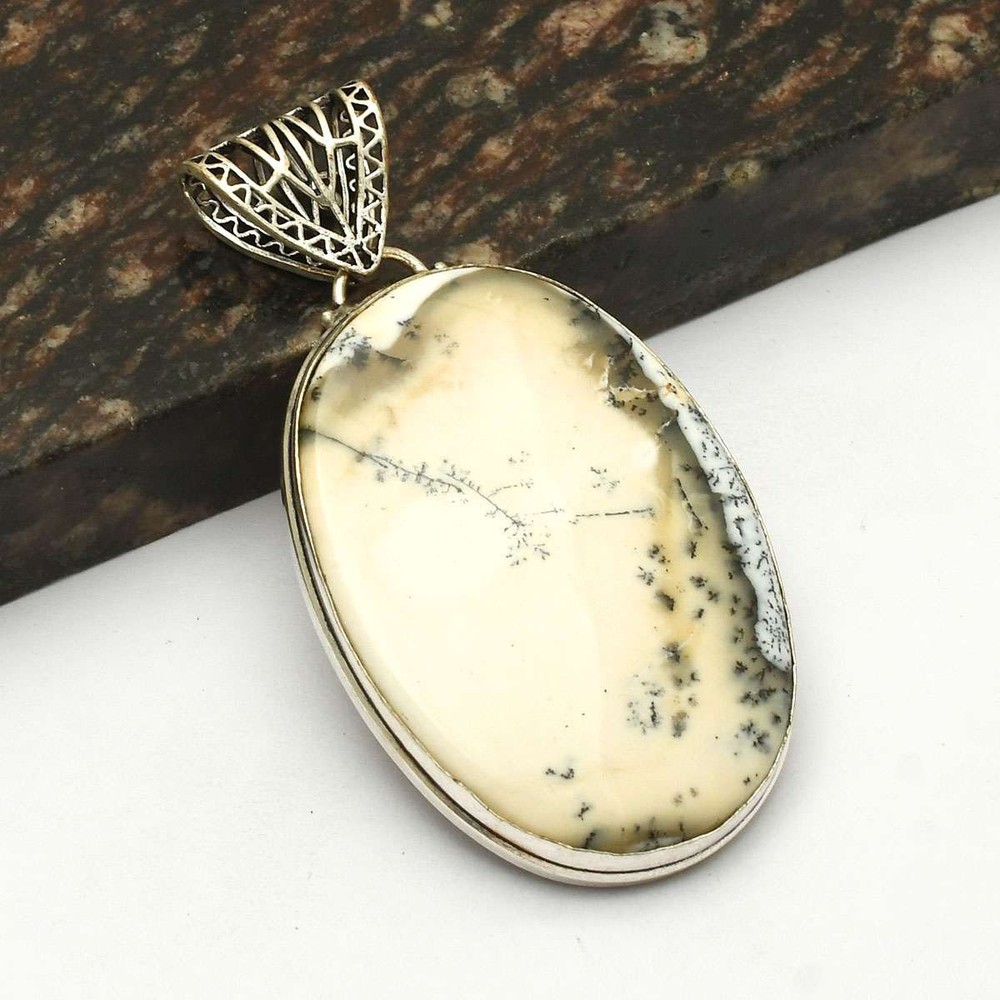 Dendrite Opal Gemstone Ethnic Pendant Jewelry Gift For Her 2.8