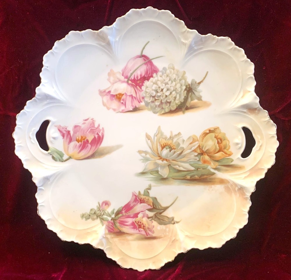 Antique German Hand Painted Porcelain Serving Plate - Reinhold Schlegelmilch