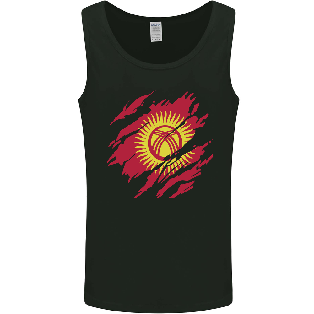 Torn  Kyrgyzstan Flag Kyrgyz Day Football Mens Vest Tank Top
