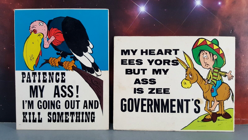 UNITED CARD COMPANY SMILE PLAQUES CARDBOARD STAND UP SIGNS CARDS LOT 2 USA VTG