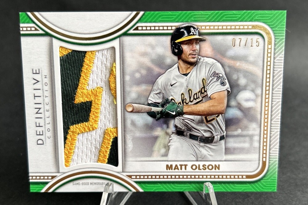 Matt Olson 2022 Topps Definitive GREEN JUMBO RELIC /15 Athletics (#DJR-MO)