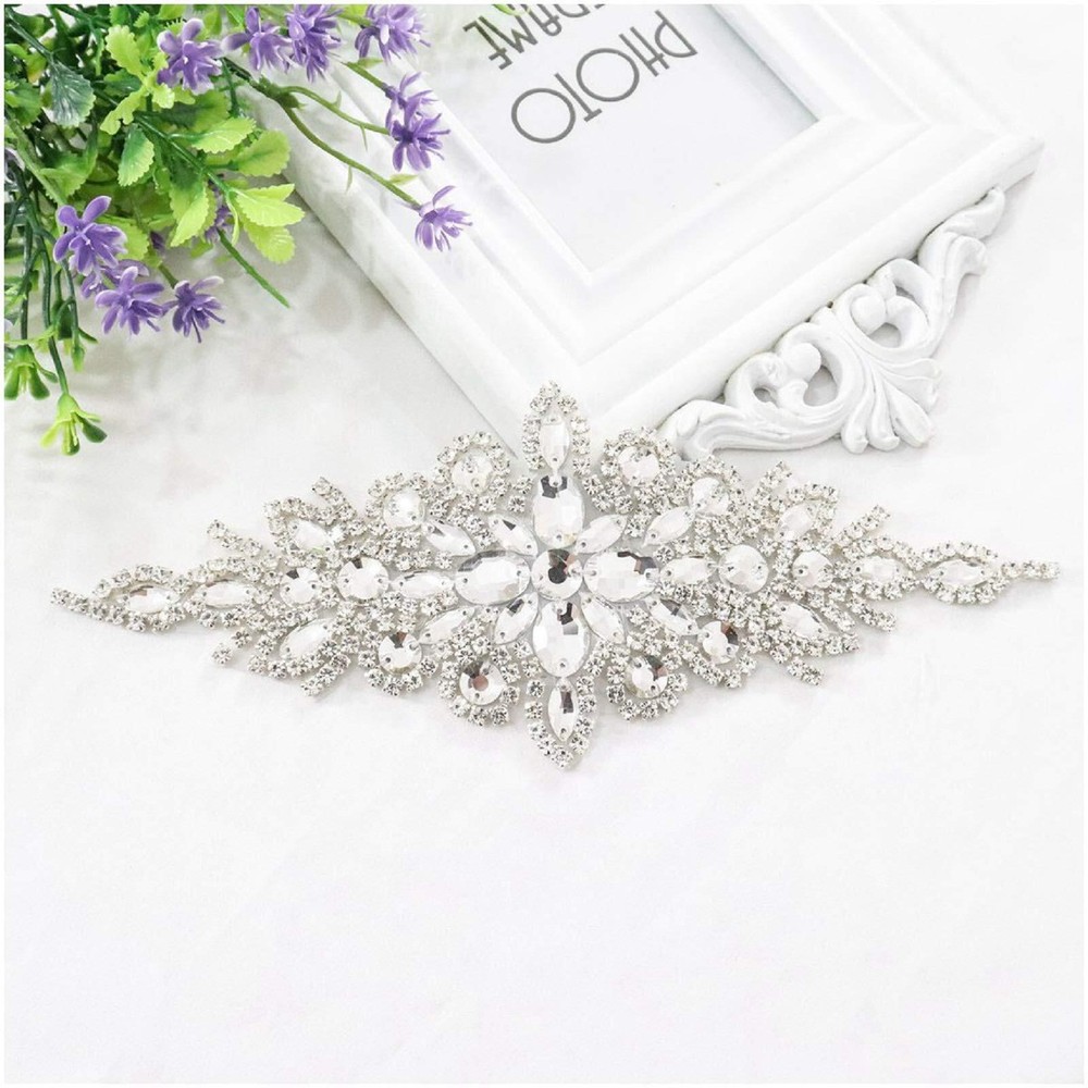 Rhinestone Belt Bridal Belt Silver Wedding Sash Wedding Belt Rhinestone Appli...