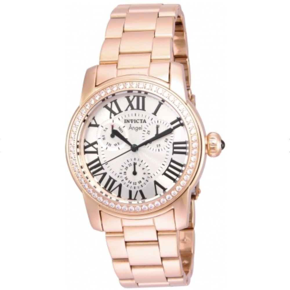 INVICTA Angel Calendar Rose Gold Stainless Silver Dial Ladies Watch 21706 H13