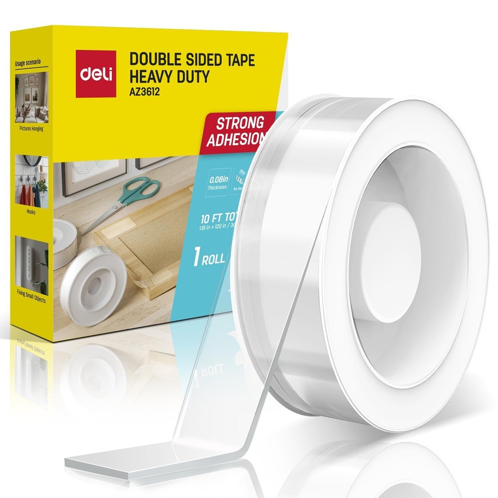 deli Double Sided Tape Heavy Duty, Nano Tape, Double Sided Mounting Tape, Cle...
