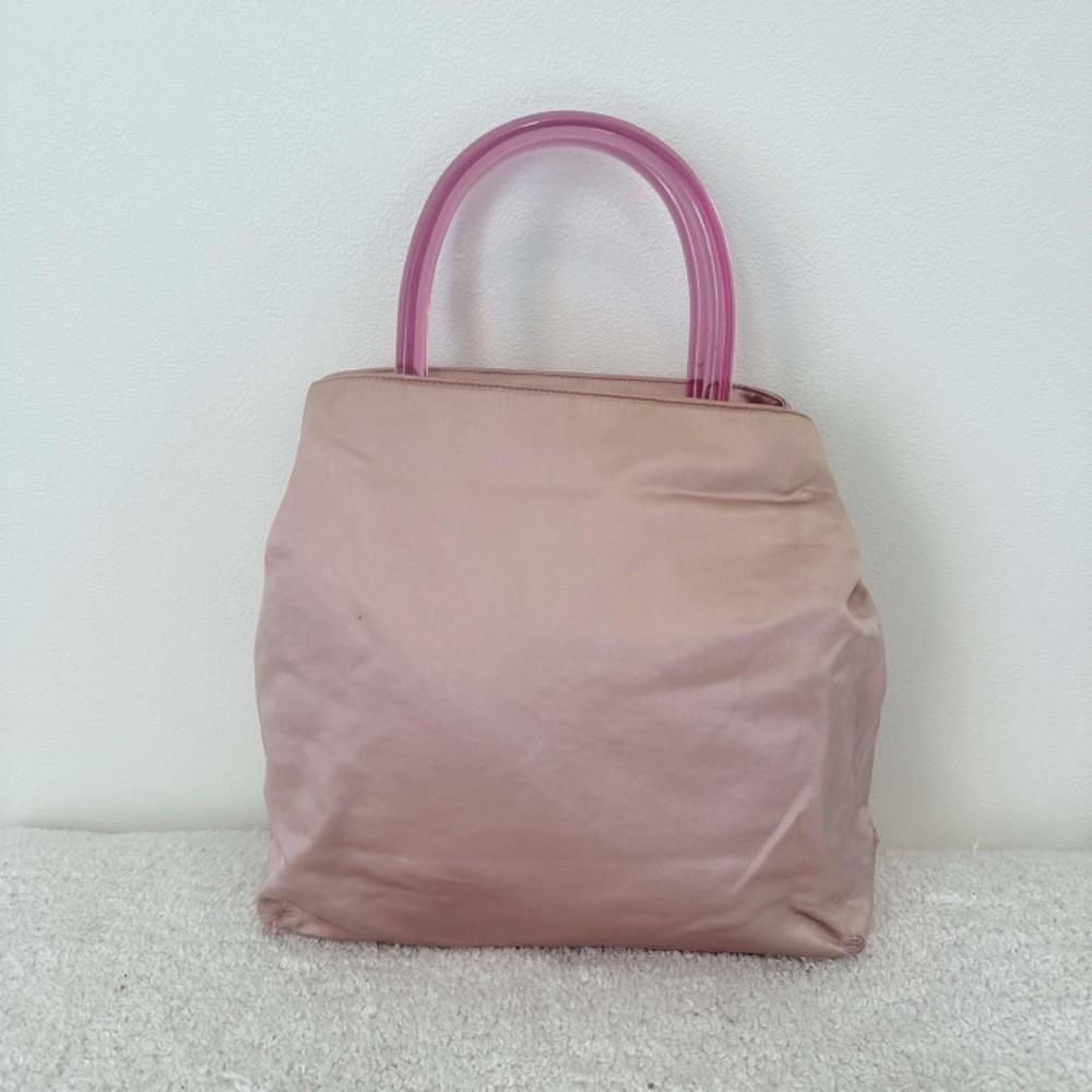 Prada PRADA satin pink tote bag clear handle