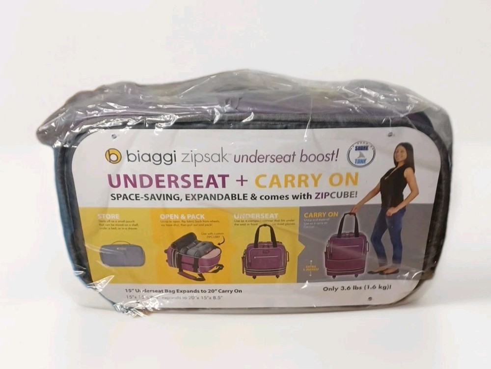 Biaggi Zipsak Boost Carry On Foldable Wheeled UnderSeat Expandable Bag