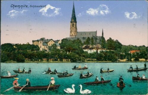 Postcard Chemnitz Castle Pond 1916 (No.9027)