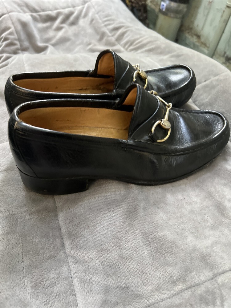 GUCCI Women's Black Horsebit Patent Leather Loafers EU39 US8.5