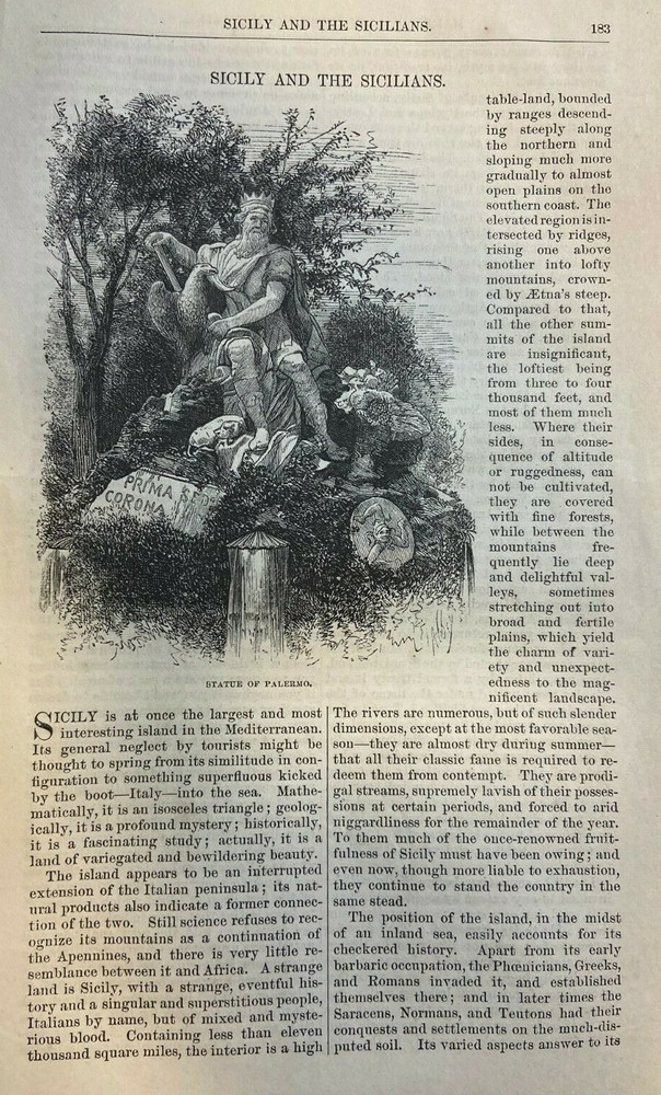 1873 Sicily Sicilians Palermo Santa Maria Di Gesu Gigenti Temple of Segeste