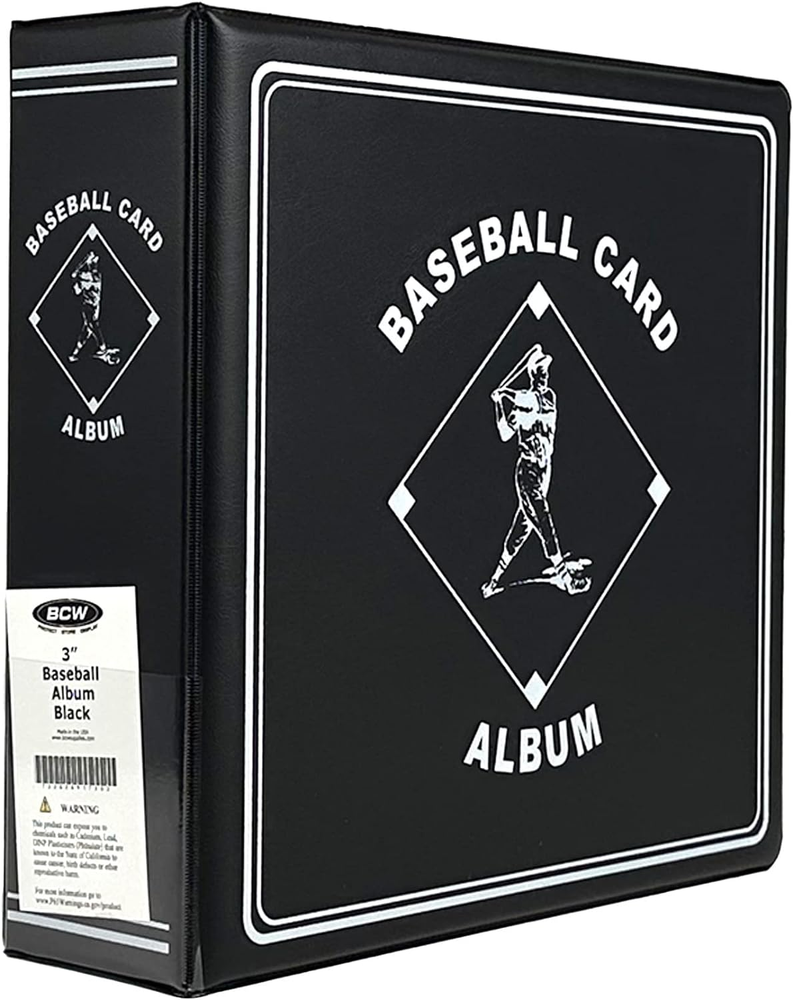 3 Inch Black Baseball Card Album Holds 90 Cards Durable Premium Binder