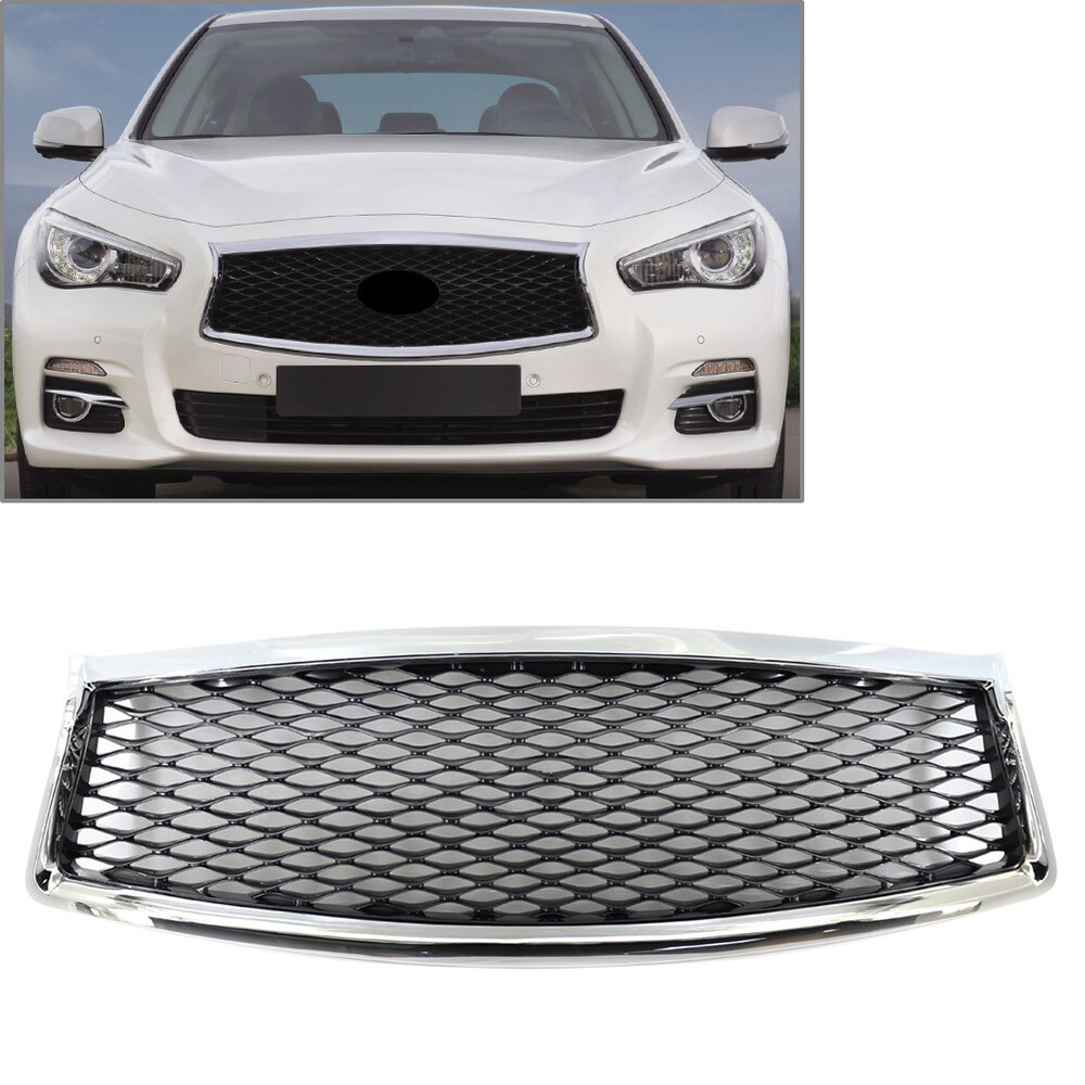For Infiniti Q50 Q50S 2014-2017 Honeycomb Front Bumper Upper Mesh Grille Grill