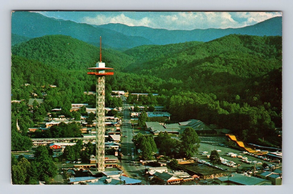 Vintage Souvenir Postcard of Gatlinburg TN and the Space Needle