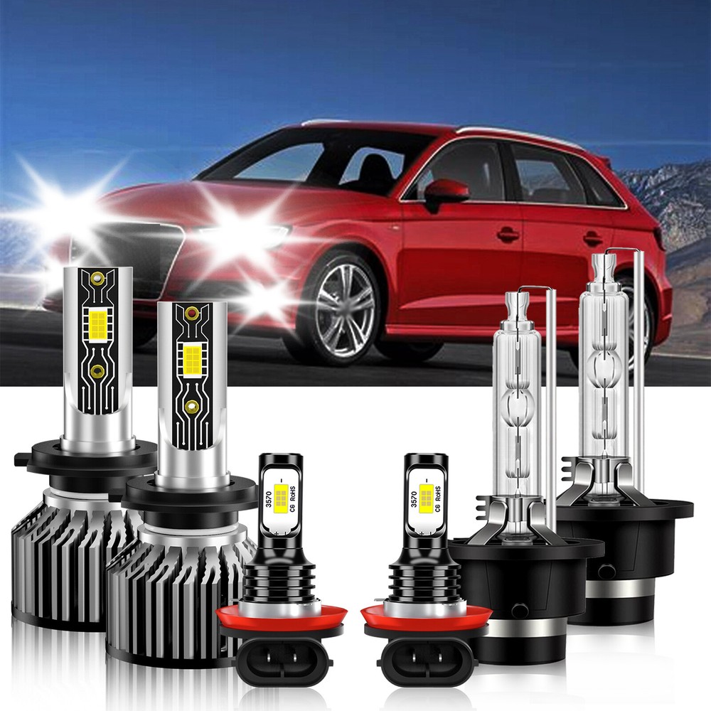 For Audi A3 Quattro 2006-2008 LED Headlight Kit+Fog Light Bulb Combo 6500K White