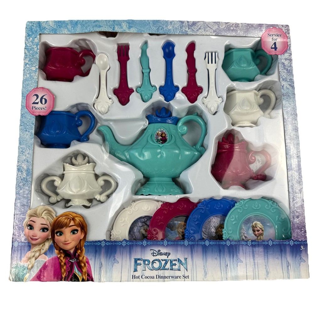 Disney Frozen Hot Cocoa Tea Set 26-Piece with Teapot Mugs Saucers for Daily Use