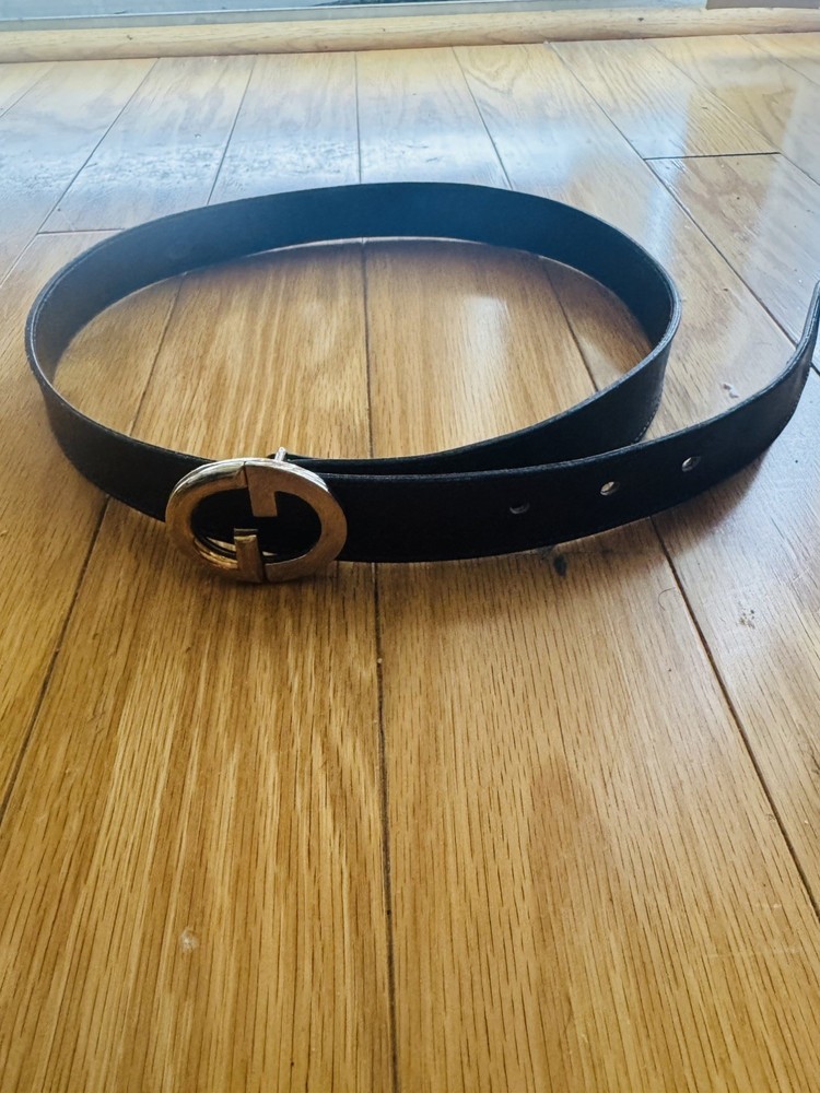 Vintage Gucci Gold/Silver Combo GG Buckle brown Leather Belt~Adjustable~GVC