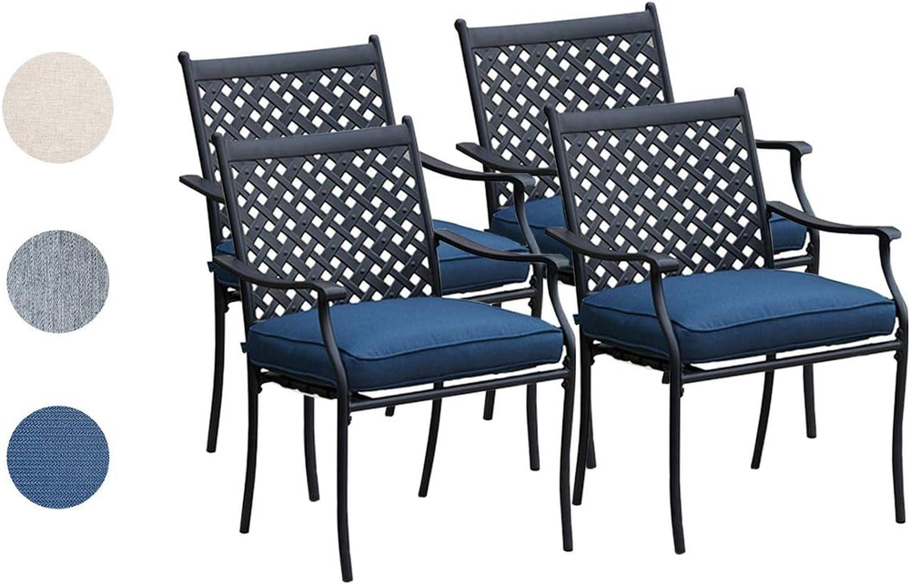 4 Piece Metal Outdoor Wrought Iron Patio Furniture,Dinning Chairs Set with Arms