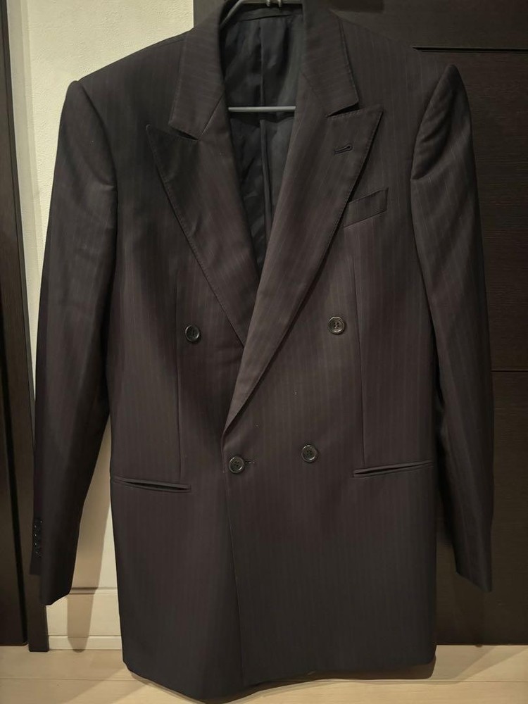 Armani Collezioni Gray Super 150s Double-Breasted Business Suit Jacket for Men