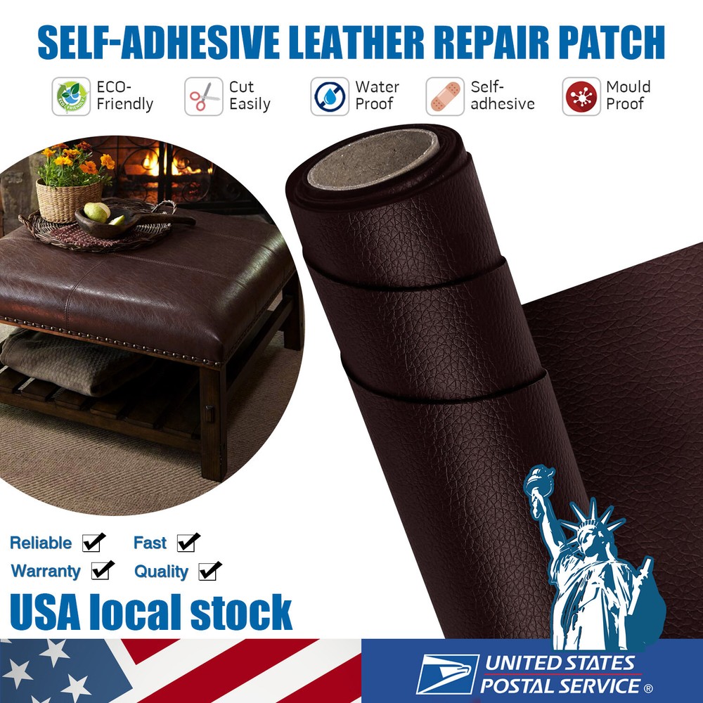 Premium Coffee Leather Repair Kit Self-Adhesive Patch Sofa Clothing Seat 8*12