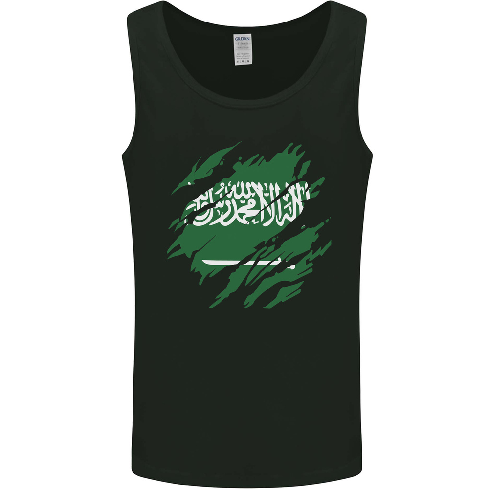 Torn Saudi Arabia Flag Arabian Day Football Mens Vest Tank Top