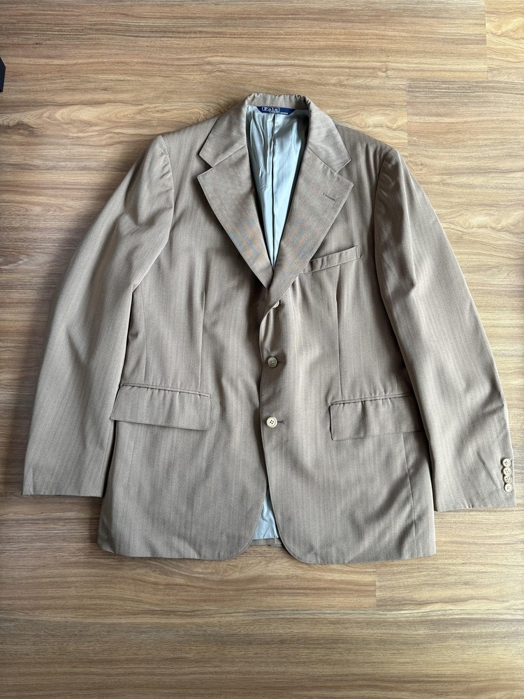 Vintage 70s Polo Ralph Lauren Blazer Mens L Herringbone Union Made Sport Coat