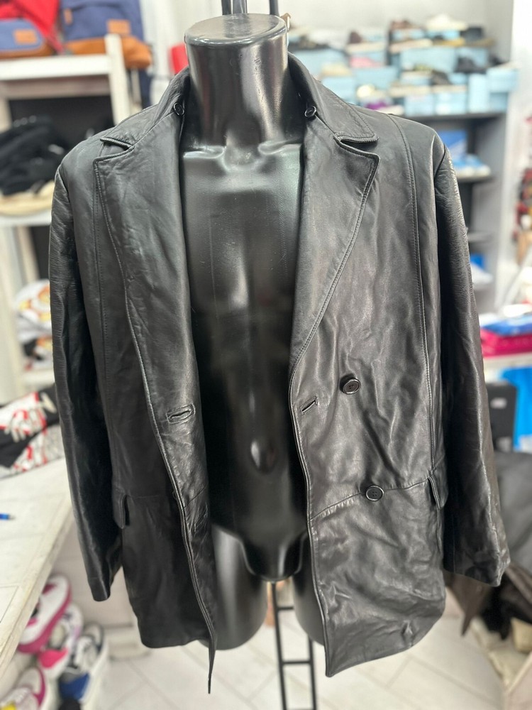 Conbipel Black Leather Jacket for Men Size 50 Model LLV360