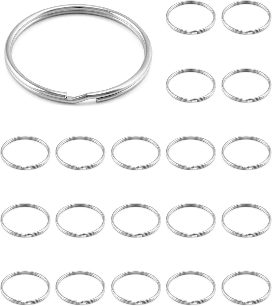QWORK Key Ring, Set of 20, 2 Inch Large Open Key Ring - Sturdy Key Chain Ring fo