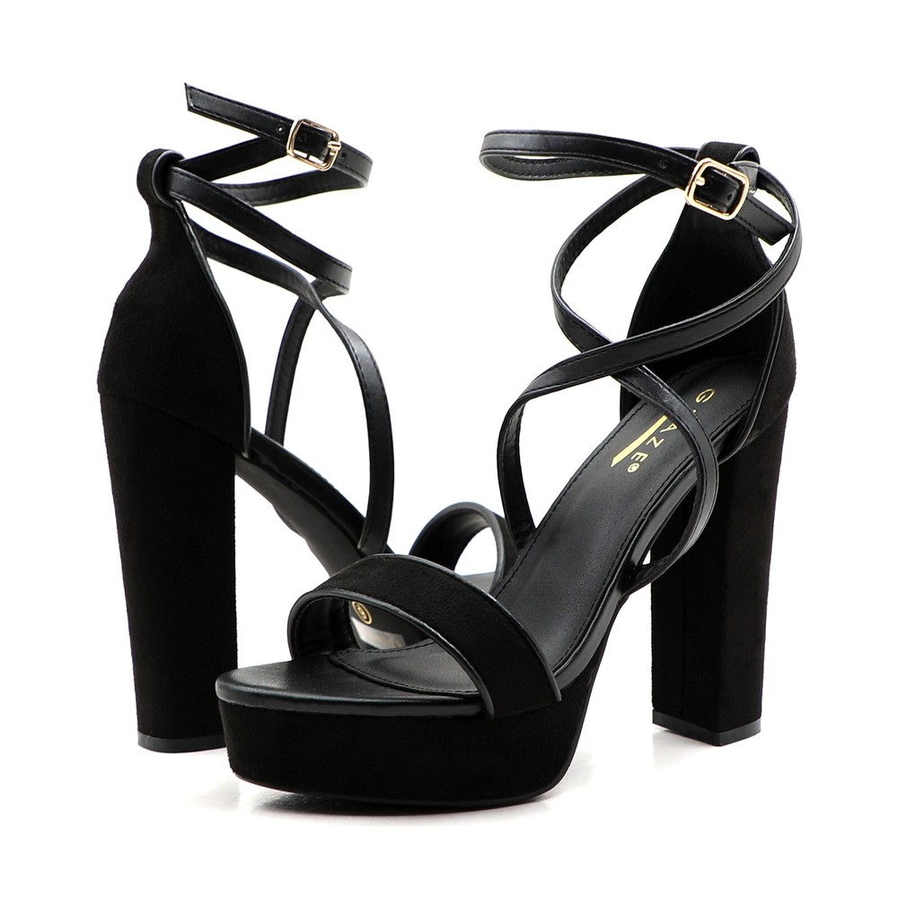 Glaze Women's Platform Sandals Ankle Strap 5 Inch Block Heel