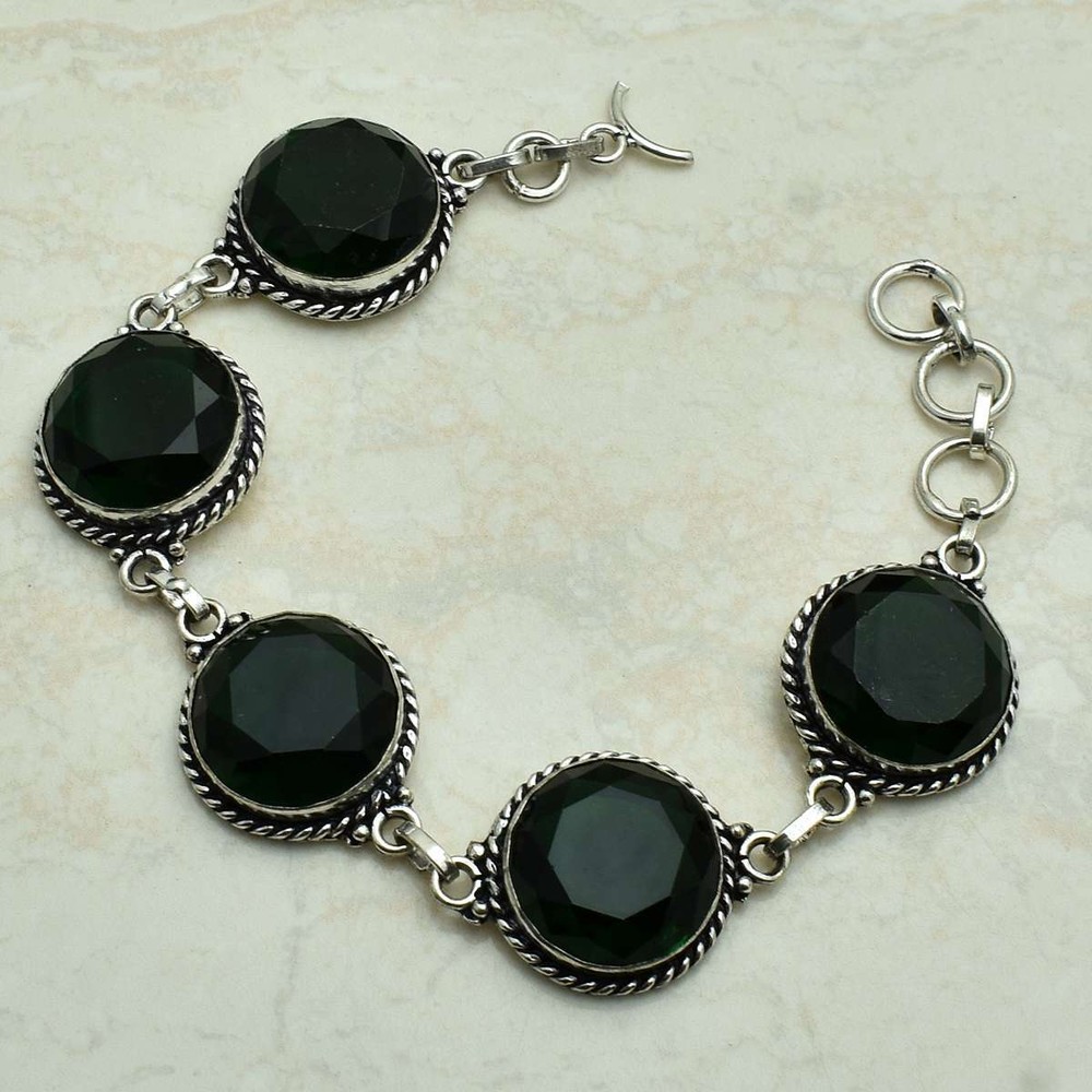 Black Onyx Gemstone Ethnic Handmade Bracelet Jewelry 32 Gms AB 52093