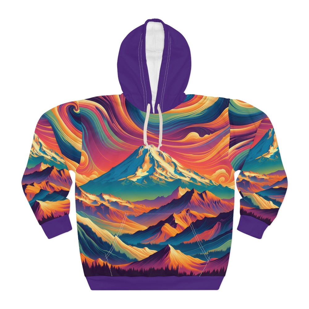 Mount Shasta All Over Print Pullover Hoodie Travel Graphic Outdoor Apparel