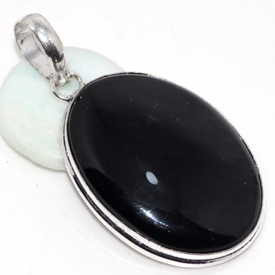 925 Silver Plated-Black Onyx Ethnic Gemstone Handmade Pendant Jewelry 2