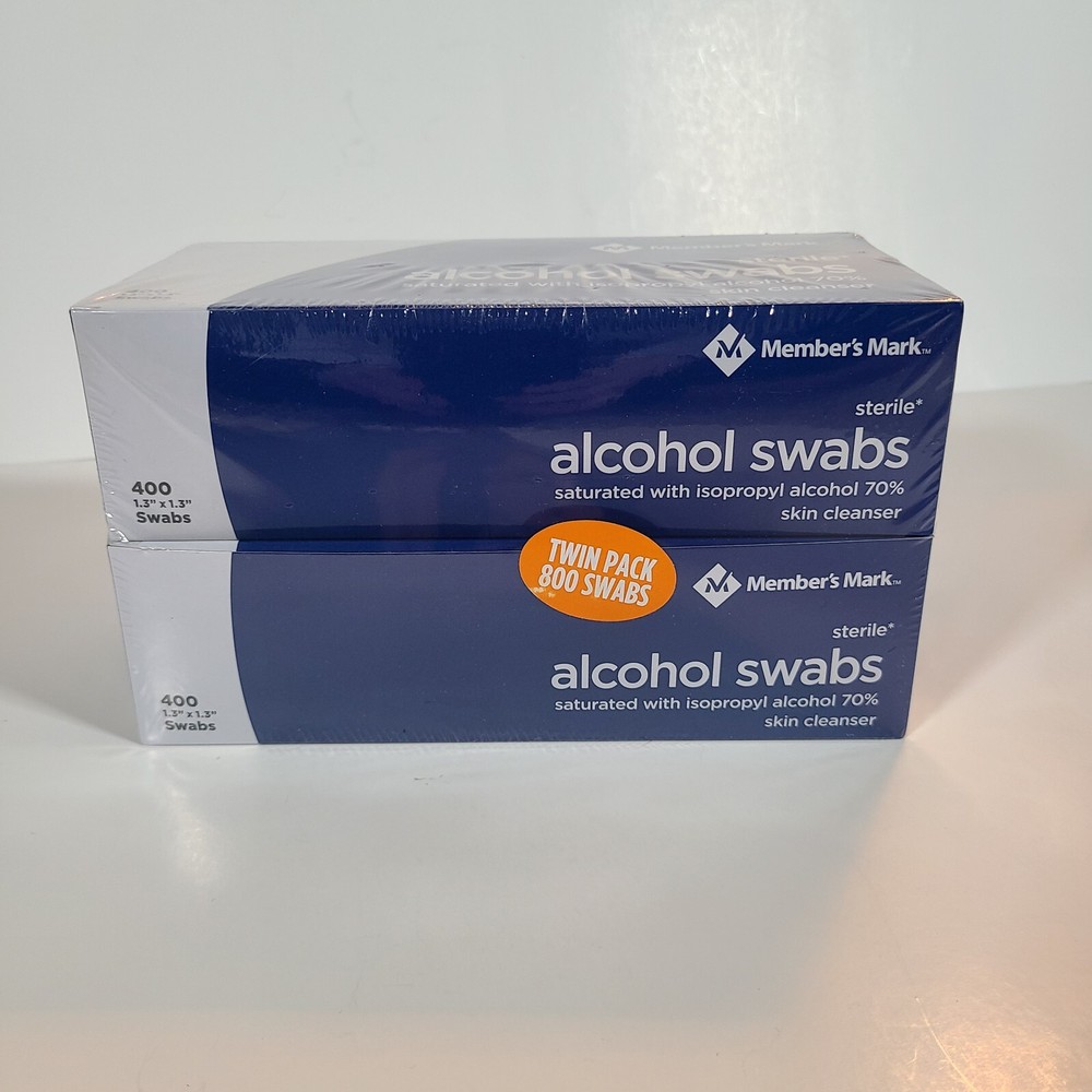 Members Mark Alcohol Swabs (800 Count) Twin Pack Brand New-image