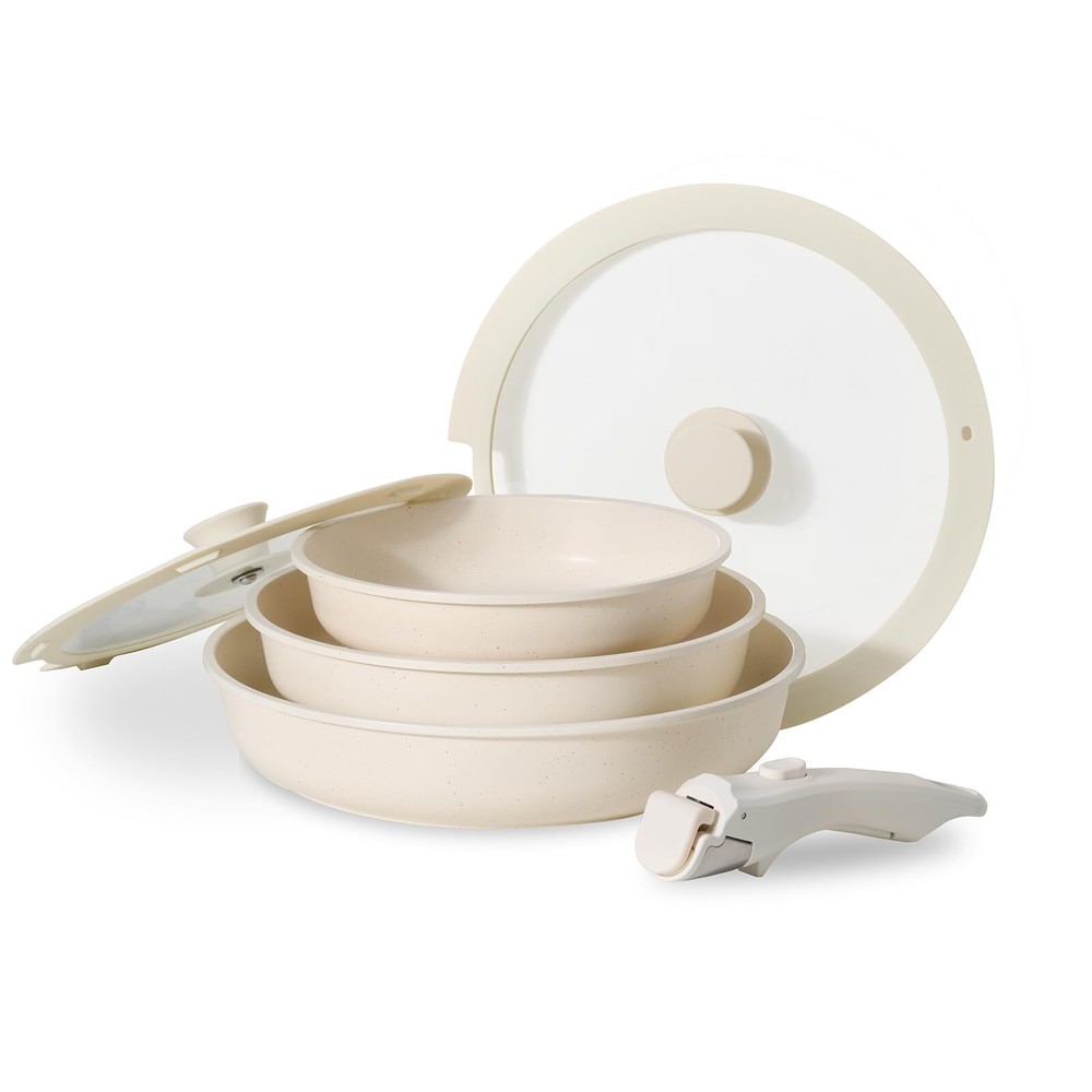 Nonstick Frying Pan Set, Non Stick Frying Pans with lid and Detachable Handle...