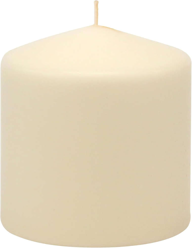 6 Unscented Ivory Pillar Candles 3x3 Inch 18-Hour Burn
