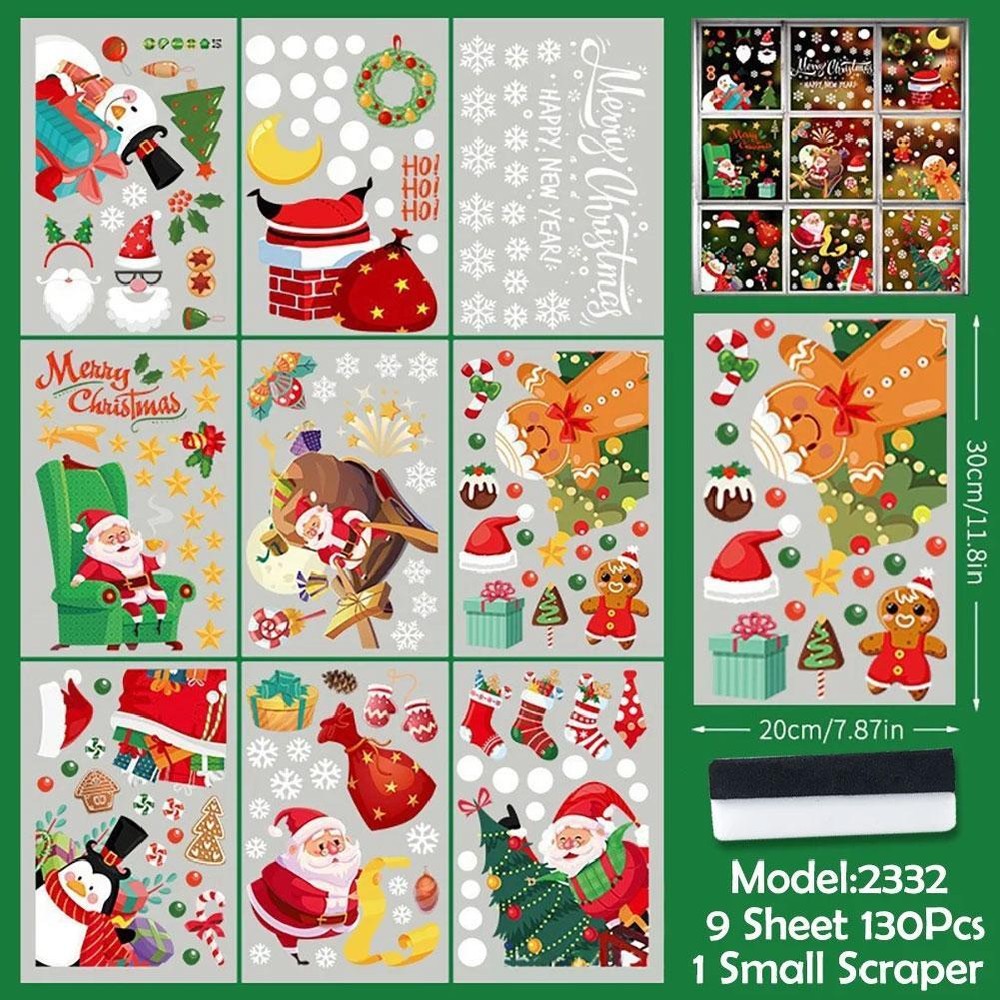 Christmas Window Clings, Stickers for Glass, Christmas Decorations New L1