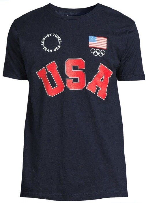 Looney Tunes Mens Blue USA Short Sleeve Tee Size Small - New