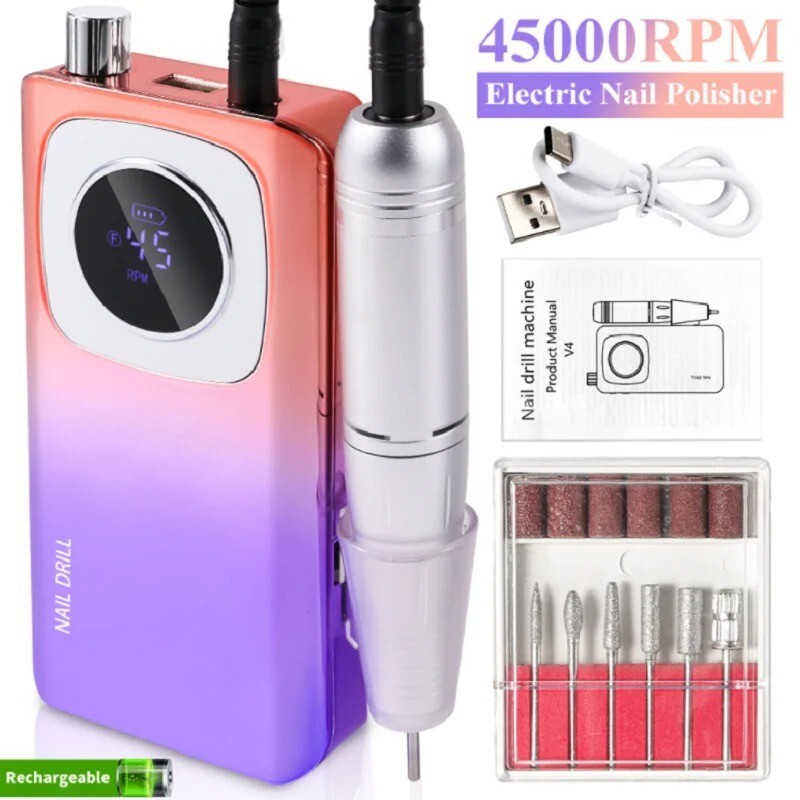 Original 45000RPM Professional Rechargeable Electric Nail Drill Machine Portable