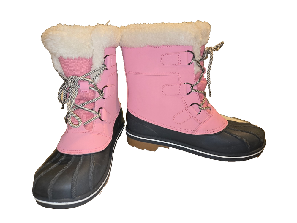 Cat & Jack  Pink and White Girls Snow Boots Size 5