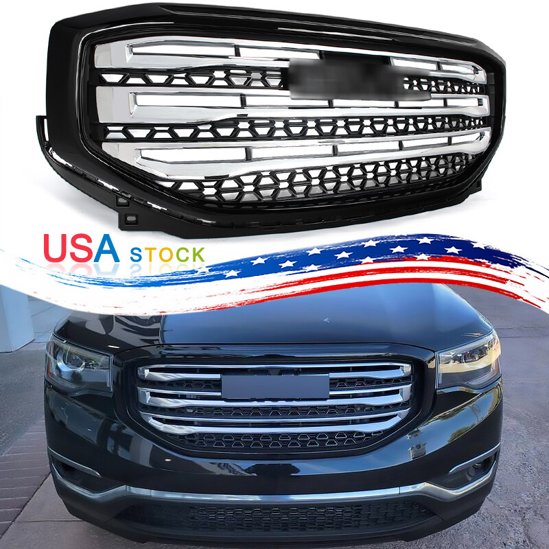 For 2017-2019 GMC Acadia Front Bumper Grille Grill Assembly Gloss Black+Chrome