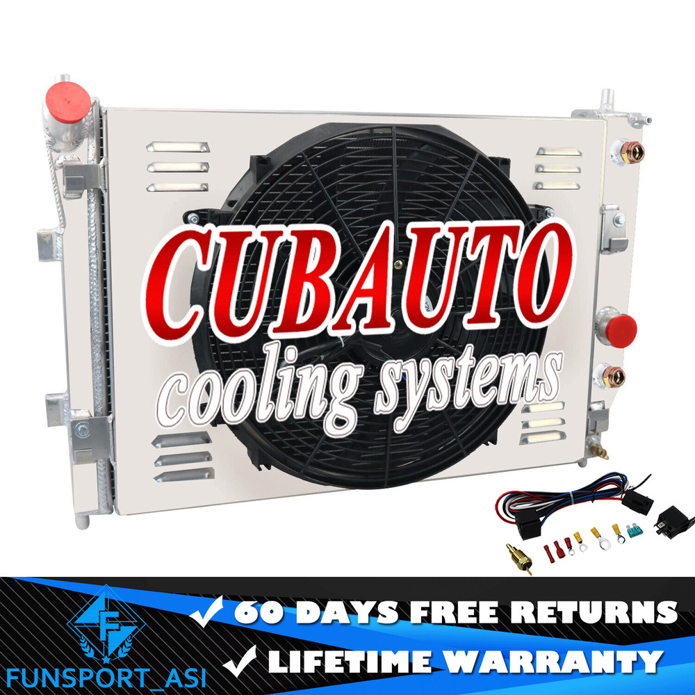 4 Row Radiator Shroud Fan Fit CHEVY CORVETTE SSR 5.3L 6.0L V8 W/O EOC 2003-13 12