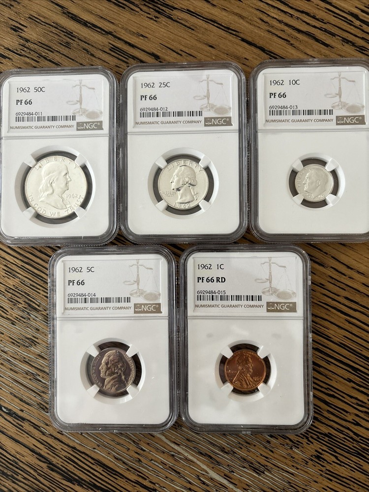 1962 U.S. Mint 5 Coin Proof Set NGC PF 66