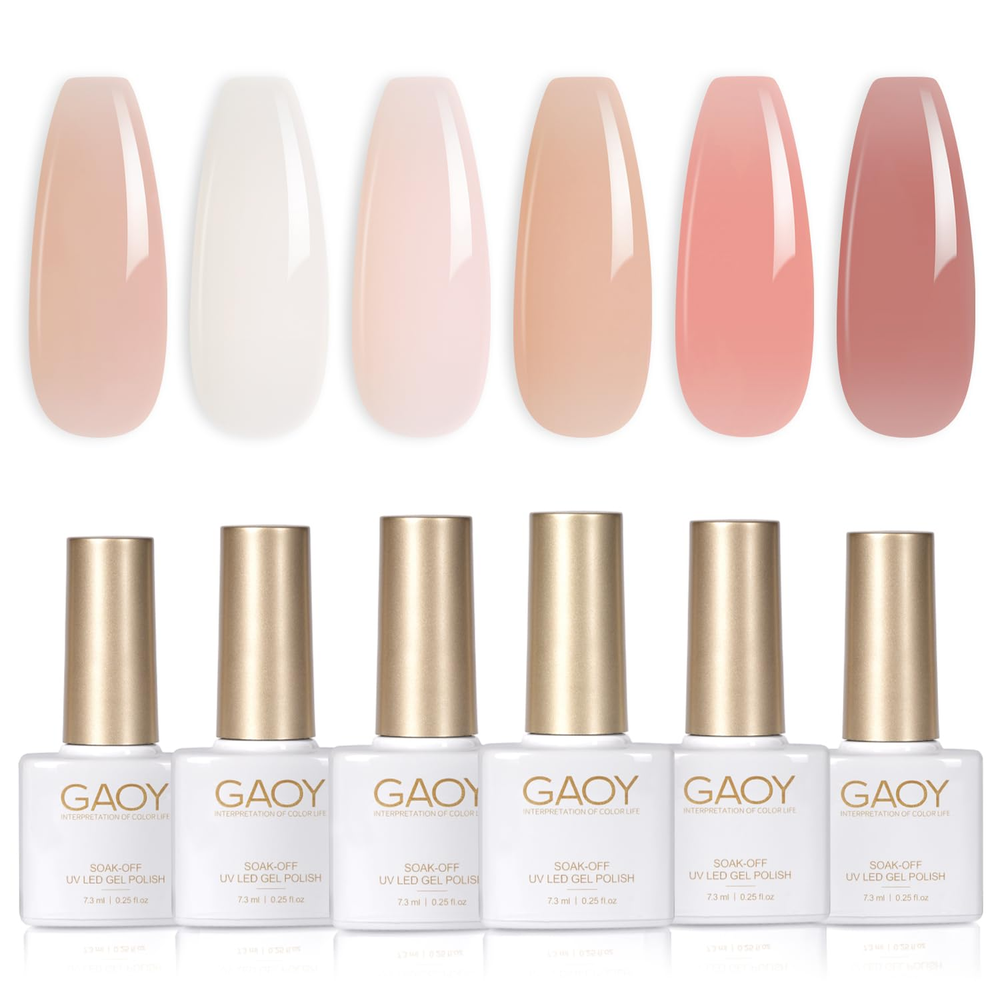 Milky Jelly Nude Gel Polish Set 6 sheer nude pink white colors