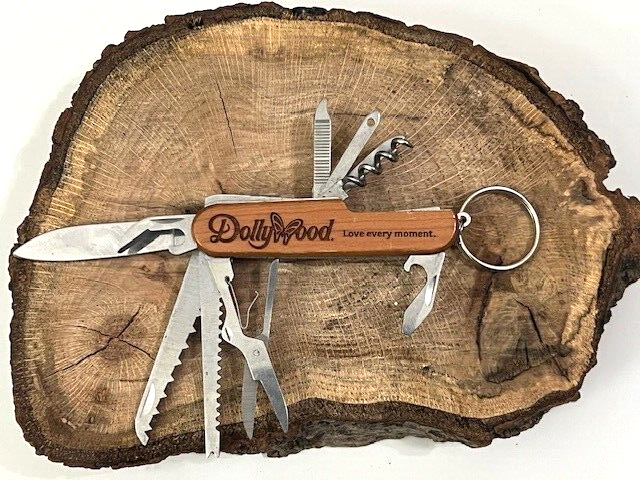 Multi-Tool Pocket Knife with Isaiah Name Engraving in Dolly Wood - Like New
