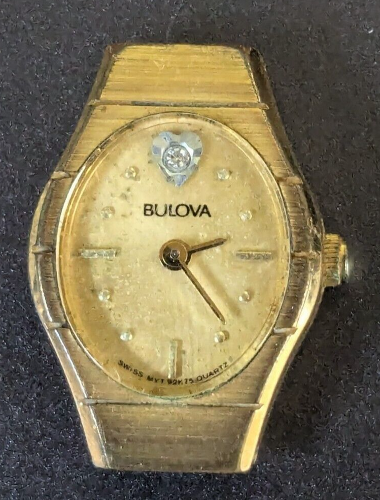 VTG Bulova Ladies 92K75 Diamond Dial Watch - For Parts or Repair