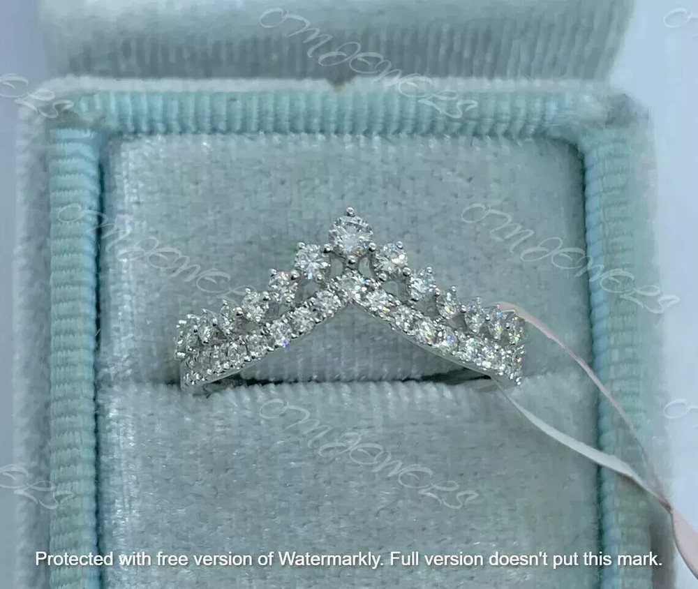 1.50Ct Lab-Created VVS1/D Diamond Crown Engagement Ring 14K White Gold Finish