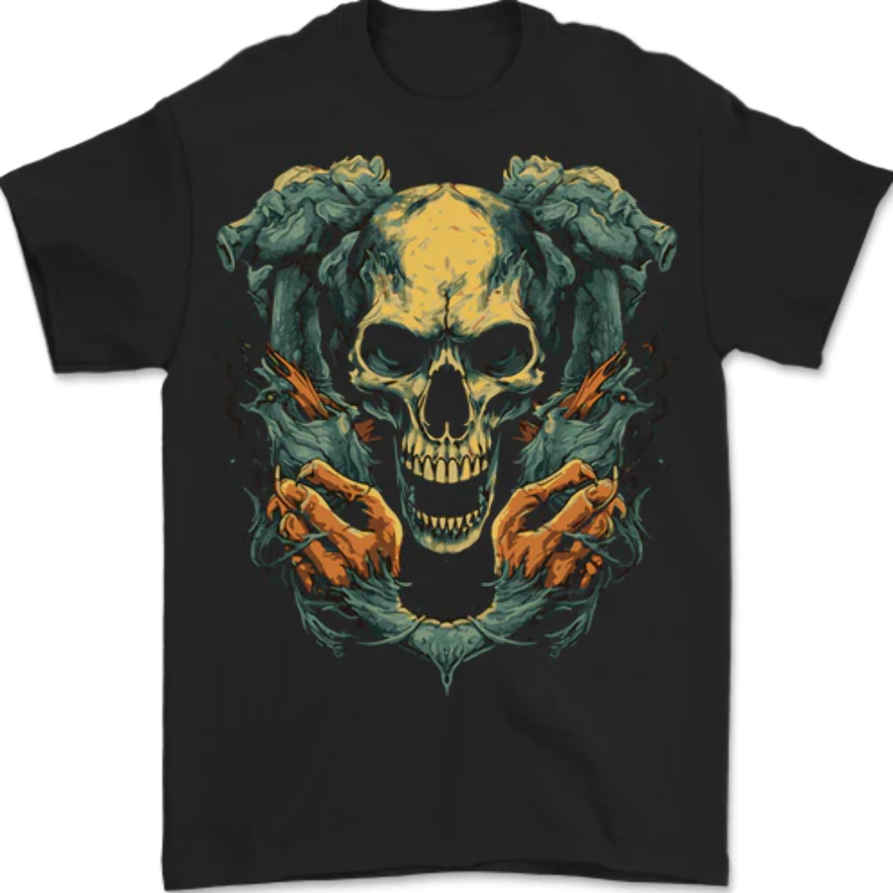 Wretched Skull Evil Demonic Halloween Demon Mens T-Shirt 100% Cotton