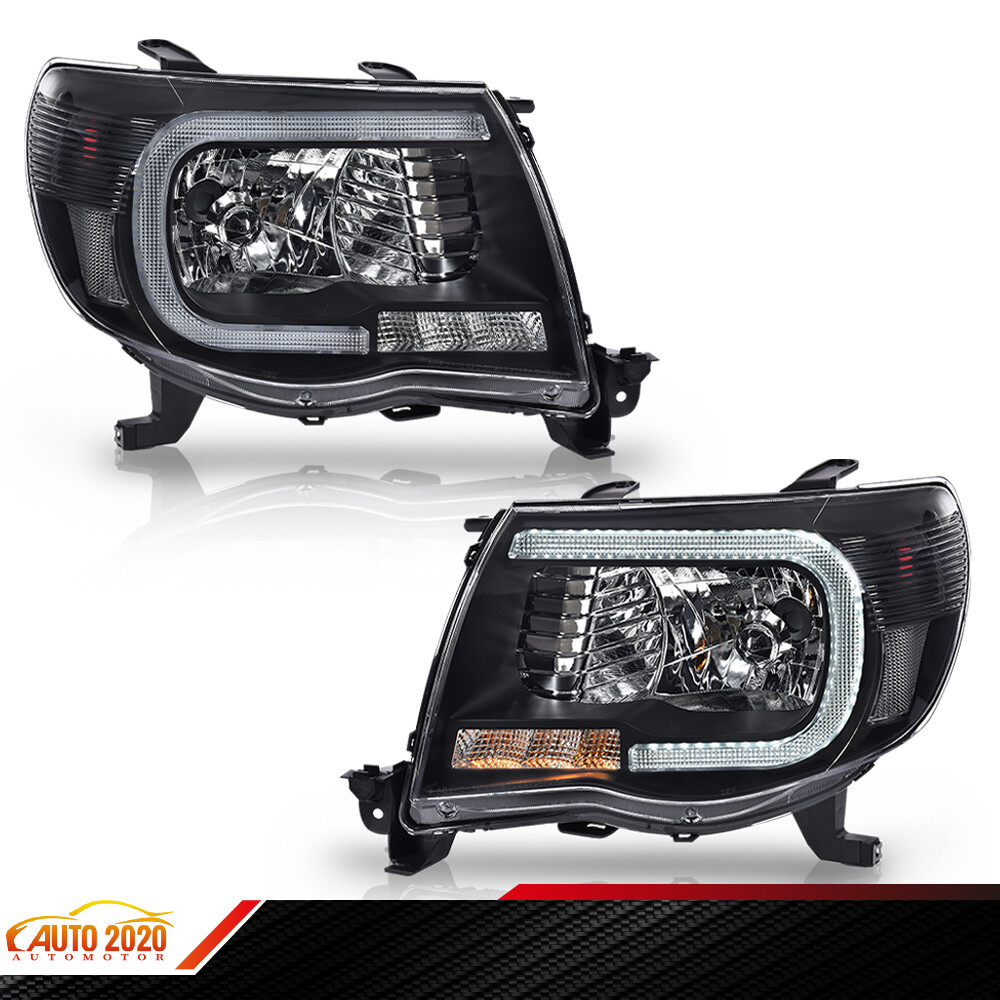 Pair Headlights LED Tube DRL Projector Fit For 2005-2011 Toyota Tacoma
