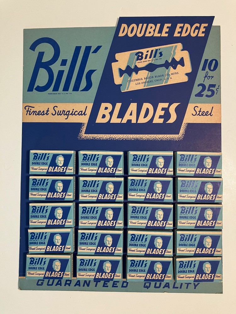 Vintage RARE IN-BOX - BILL'S BLADES BARBERSHOP DISPLAY with unopened packages